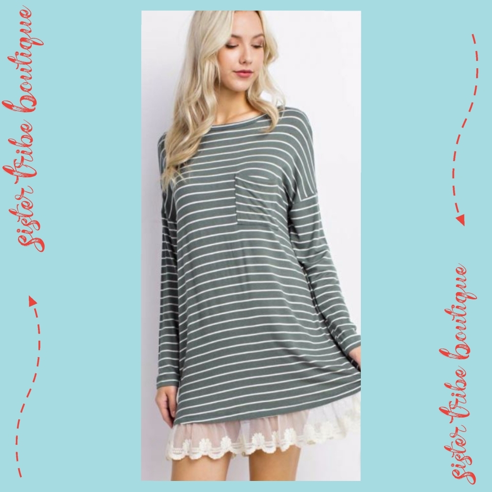Military Stripe Lace Dress